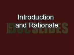 Introduction and Rationale