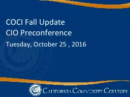 COCI Fall Update CIO Preconference