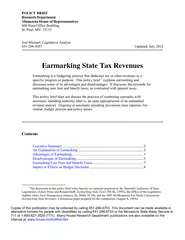 Earmarking state tax resources