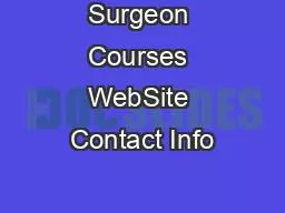 Surgeon Courses WebSite Contact Info