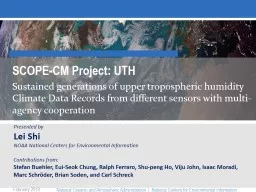 SCOPE-CM Project: UTH Sustained generations of upper tropospheric humidity Climate Data Records fro