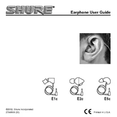 Earphone User Guide EcEcEc A BI  Shure Incorporated Pr