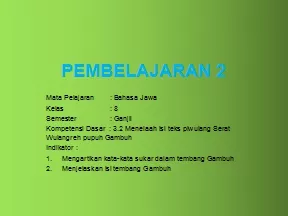 PEMBELAJARAN 2 Mata Pelajaran 	   : Bahasa Jawa