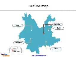 Outline map Kunming Dali