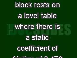 m A 5.00 kg block rests on a level table where there is a static coefficient of friction