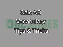 Calc AB Vocabulary Tips & Tricks