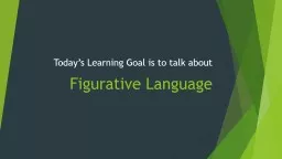 PPT-Figurative Language Today’s Learning Goal is to talk about