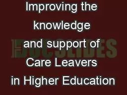 Improving the knowledge and support of Care Leavers in Higher Education