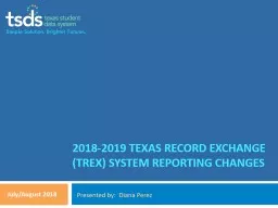 PPT-2018-2019 Texas Record exchange (trex) system reporting changes