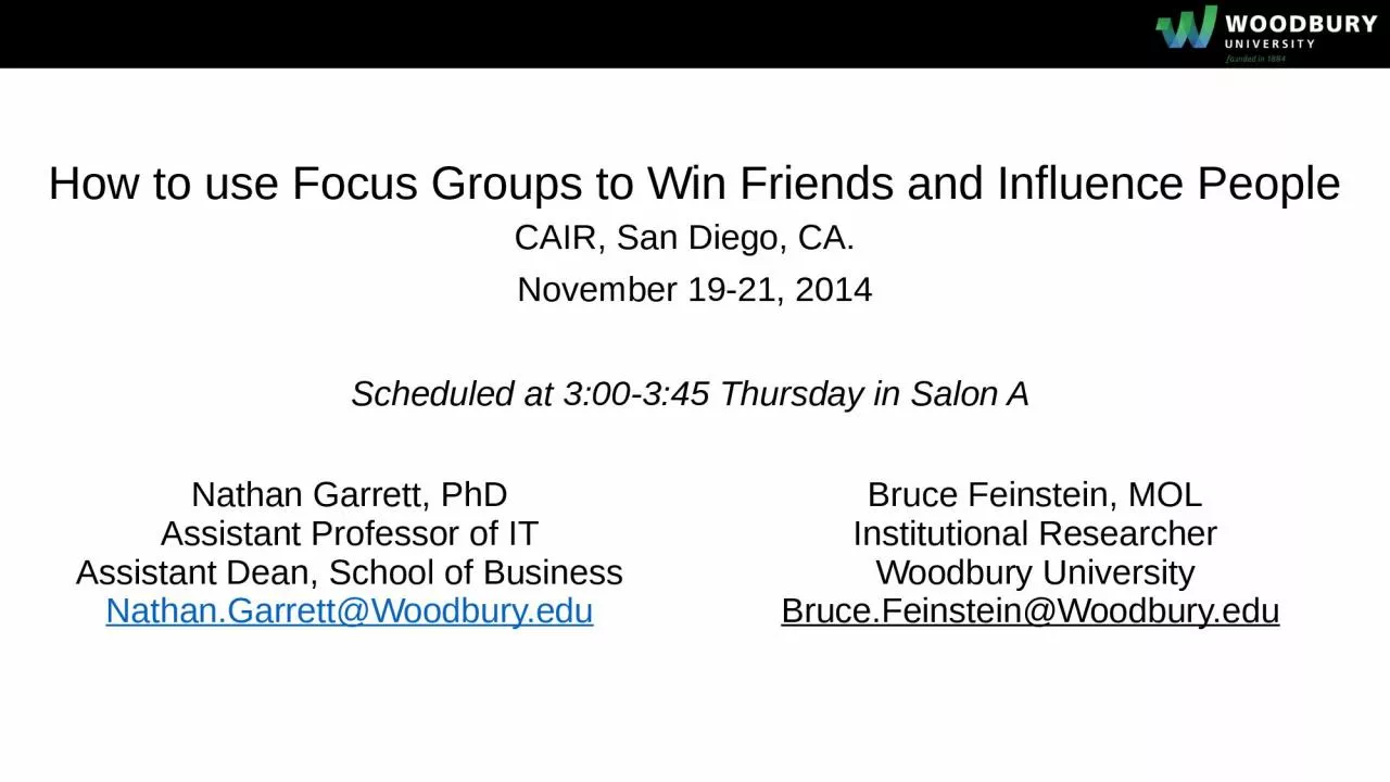 PPT-How to use Focus Groups to Win Friends and Influence People