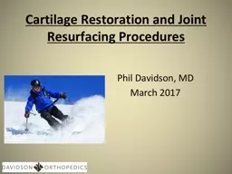 Cartilage Restoration and Joint Resurfacing Procedures