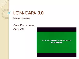 LON-CAPA 3.0 Sneak Preview