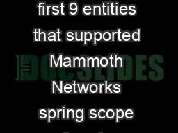 Project THOR   Thank you to first 9 entities that supported Mammoth Networks spring scope