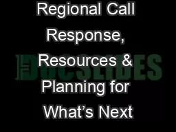 EDCC Regional Call Response, Resources & Planning for What’s Next