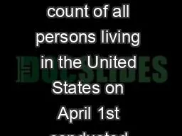 What is a census? A count of all persons living in the United States on April 1st conducted