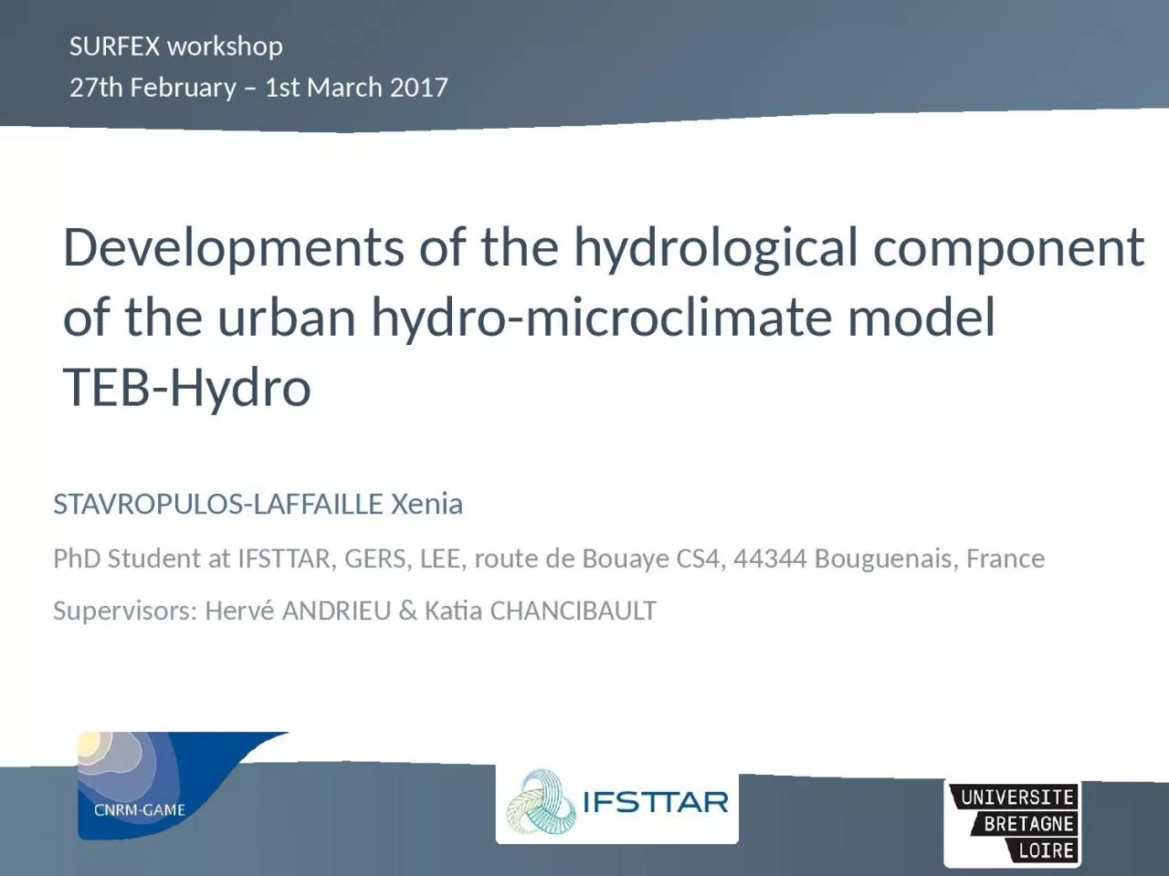 PPT-Developments of the hydrological component of the urban hydro-microclimate model TEB-Hydro