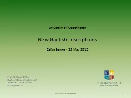 University of Copenhagen New Gaulish Inscriptions Celtic Spring   23 May 2012