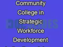 The Role of Pima Community College in Strategic Workforce Development in Southern Arizona