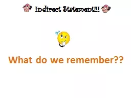 Indirect Statement!!!  What do we remember??
