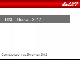 BIXI – Budget 2012 Comité