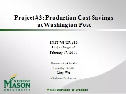 Project #3: Production Cost Savings