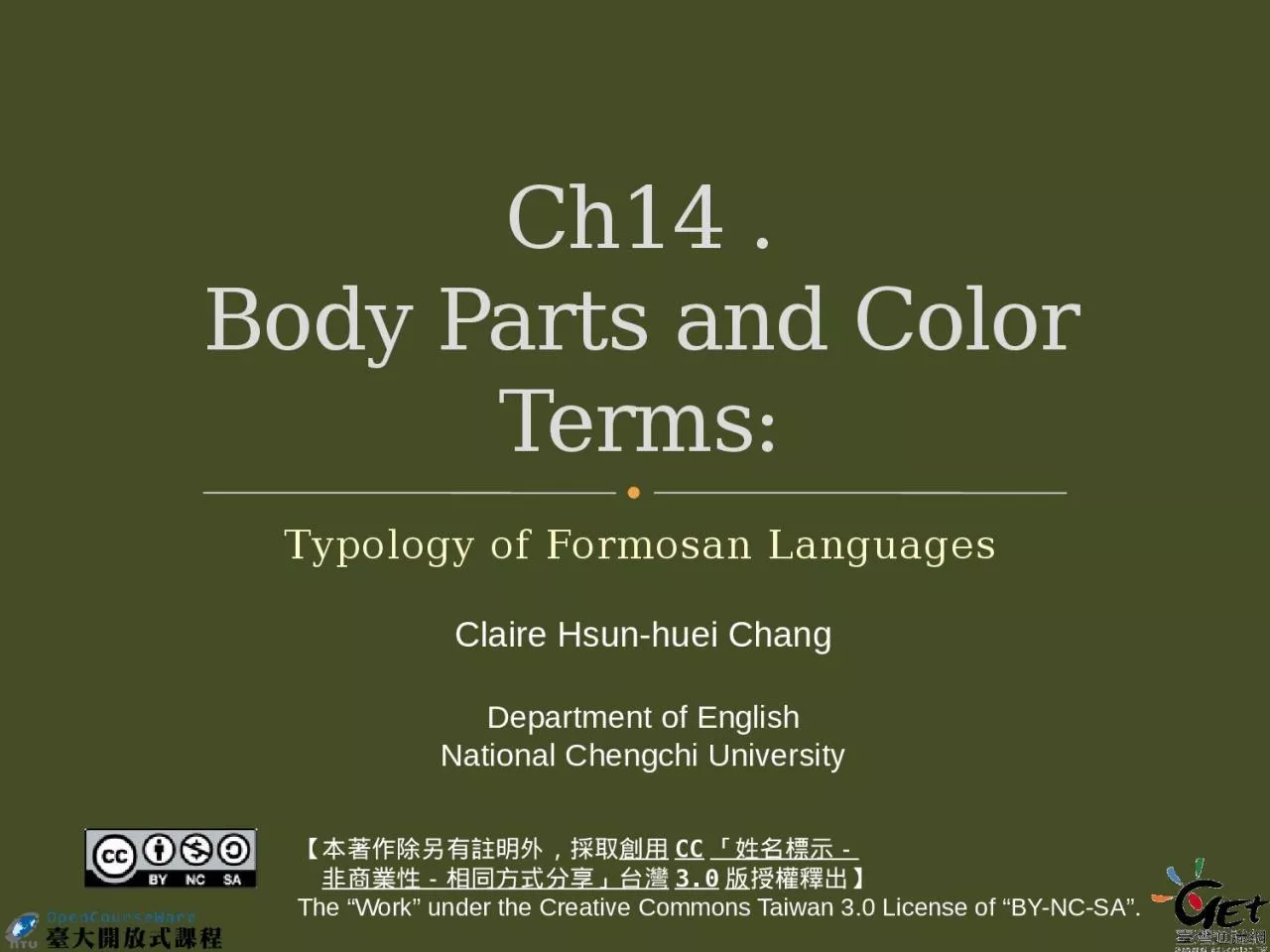 PPT-Ch14 . Body Parts and Color Terms: