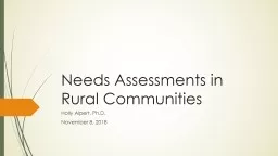 Needs Assessments in Rural Communities