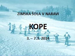 ZIMSKA ŠOLA V NARAVI KOPE