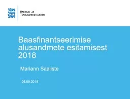 Baasfinantseerimise alusandmete esitamisest 2018