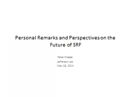 Personal Remarks and Perspectives on the Future of SRF