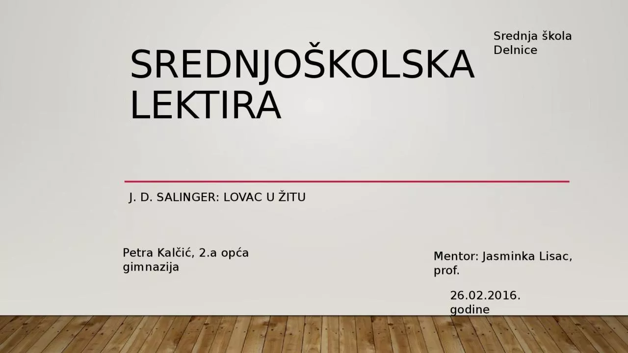 PPT-Srednjo kolska lektira