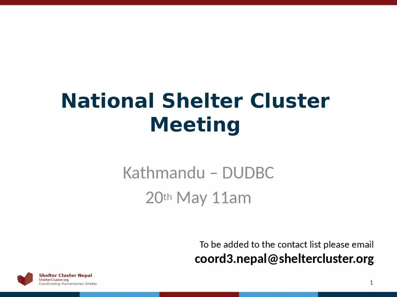 PPT-National Shelter Cluster Meeting