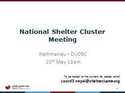 National Shelter Cluster Meeting