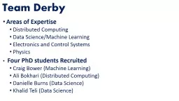 Team Derby Areas of Expertise