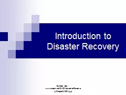 Introduction to Disaster Recovery