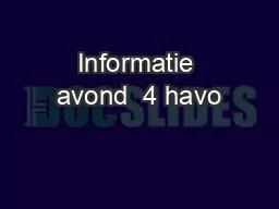 Informatie avond  4 havo