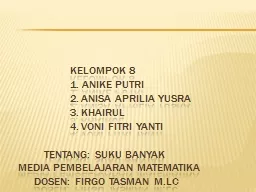 Kelompok 8 1. anike putri 2. anisa aprilia yusra 3. khairul 4. voni fitri yanti TENTANG: SUKU BANYAK MEDIA PEMBELAJARAN MATEMATIKA       DOSEN: FIRGO TASMAN M.Lc