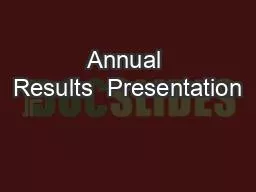 Annual Results  Presentation