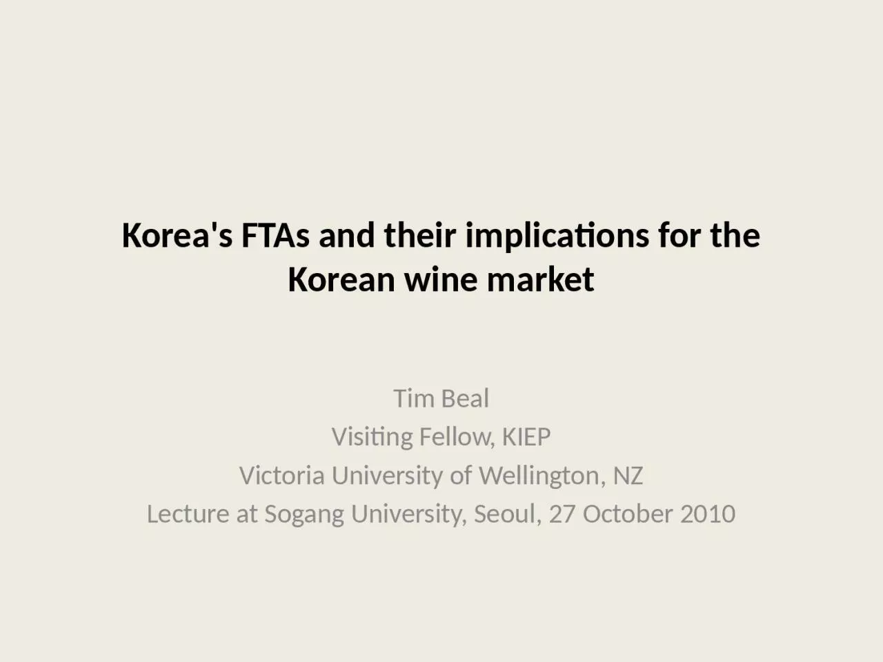 PPT-Korea's FTAs and their implications for the Korean wine market