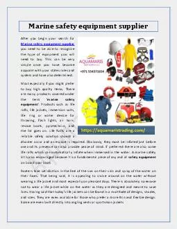 Marine safety equipment supplier
