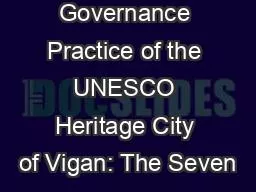   Local Governance Practice of the UNESCO Heritage City of Vigan: The Seven