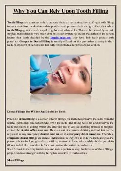 Why You Can Rely Upon Tooth Filling