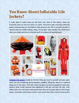 You Know About Inflatable Life Jackets?