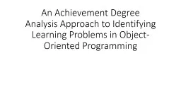 An Achievement Degree Analysis Approach to Identifying Learning Problems in Object-Oriented