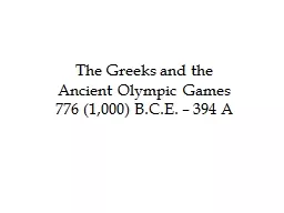 The Greeks and the Ancient Olympic Games