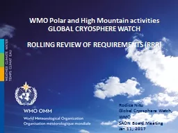 WMO Polar and High Mountain activities