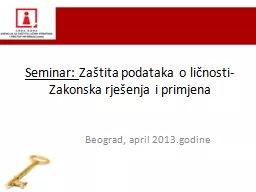 Seminar :  Zaštita podataka o ličnosti- Zakonska rješenja i primjena