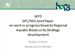 WP5 SPC/FAO Joint Paper on work in progress towards Regional Aquatic Biosecurity Strategy developme