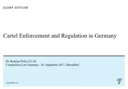 Cartel Enforcement and Regulation in Germany