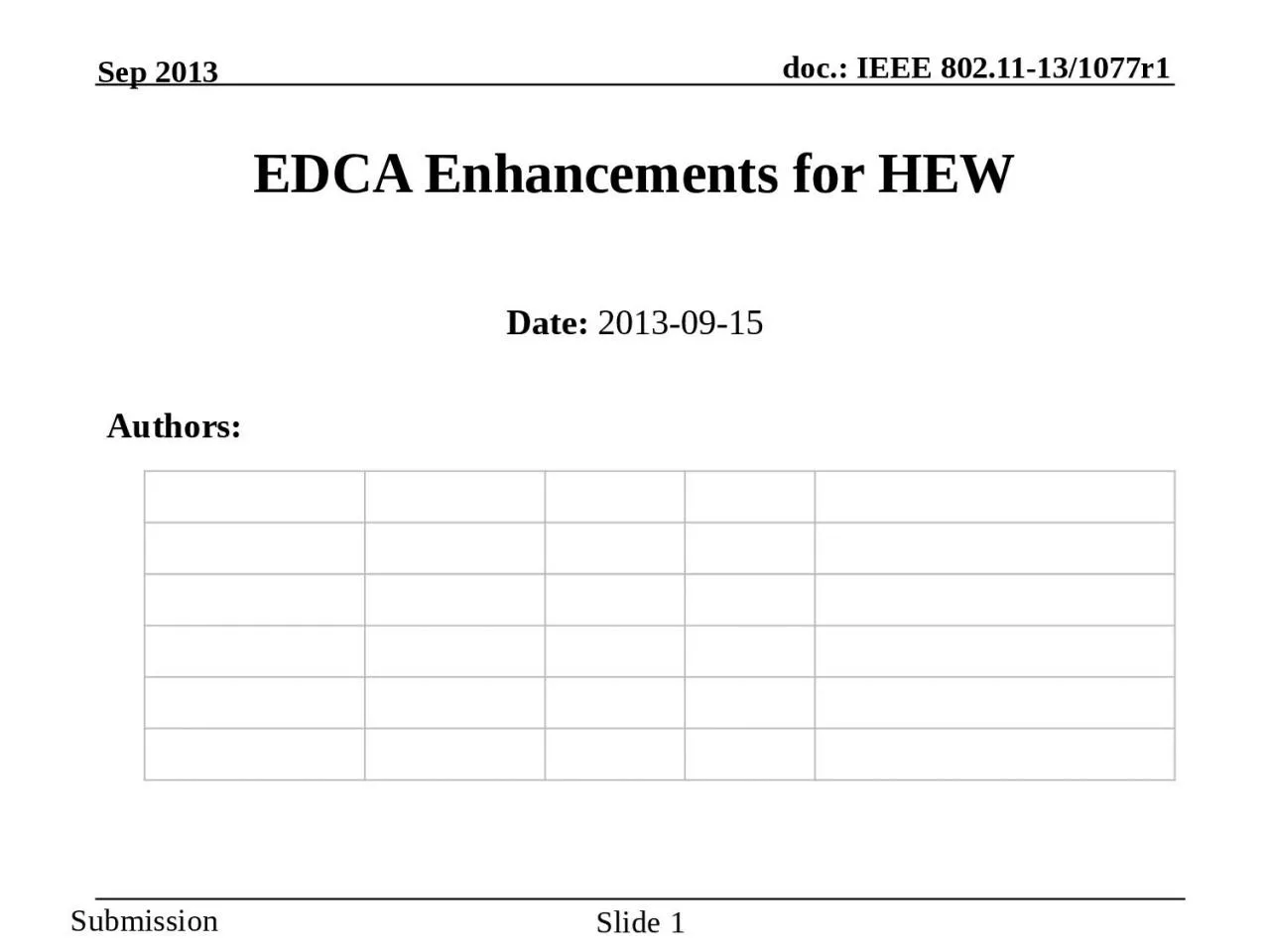 PPT-EDCA Enhancements for HEW